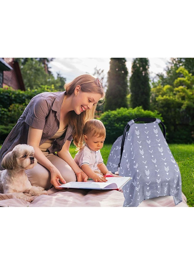 Metplus غطاء مقعد السيارة للأطفال من موسلين، غطاء مقعد السيارة للرضع من متبلس - مناسب عالميًا وعريض جدًا، خفيف الوزن وقابل للتنفس وناعم للفتيات الرضع هدية استحمام (سهم) - Image 4