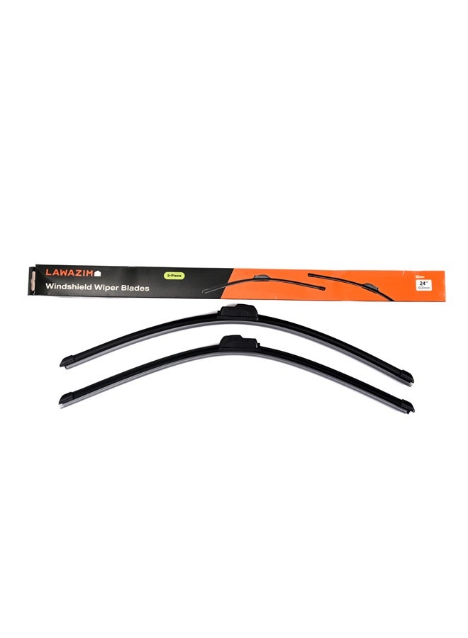 LAWAZIM Windshield Wiper Blades - 24'' (Pack of 2)- All-Season Wiper Blades, Frameless Design with Low-Noise Operation - Passenger and Driver Side Front Windshield Wiper Blades for Most Vehicle Models - Image 1