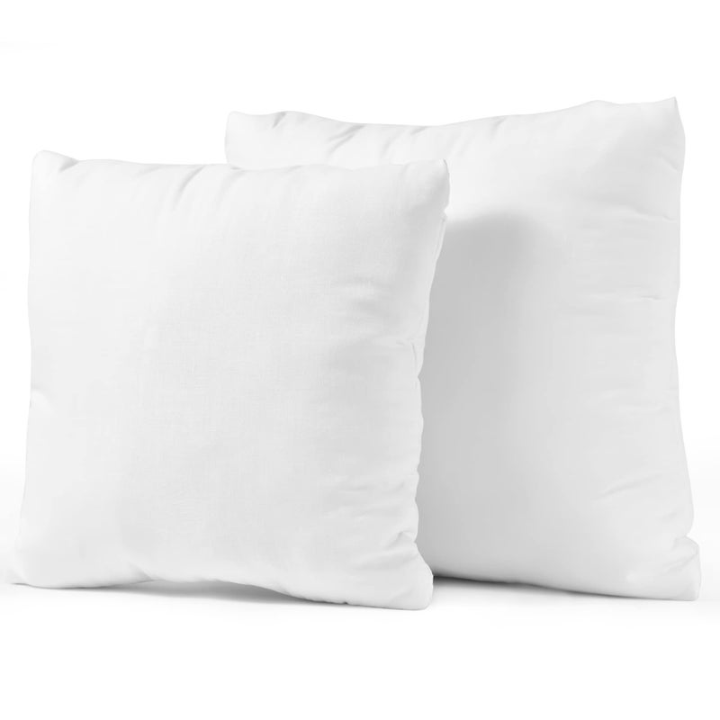 MH Traders Soft Support 2 Pack Cushion Inserts 40cm x 40cm 16 x 16 inch Microfiber Fabric  Hollowfiber Filling Cushion Pads Hypoallergenic White Cushion Small Pillows