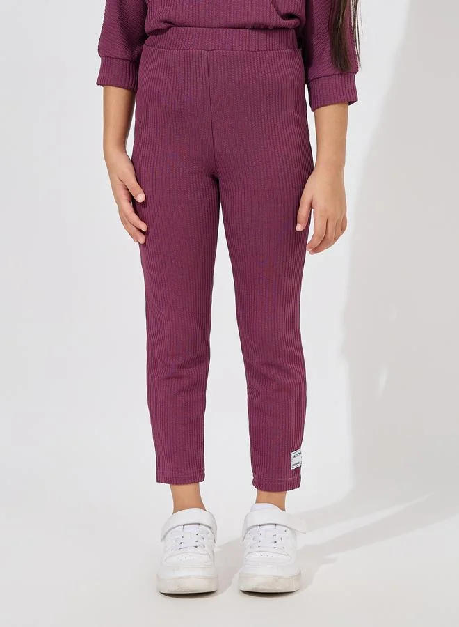 Styli Textured Rib 3/4 Sleeves Top & Leggings Set