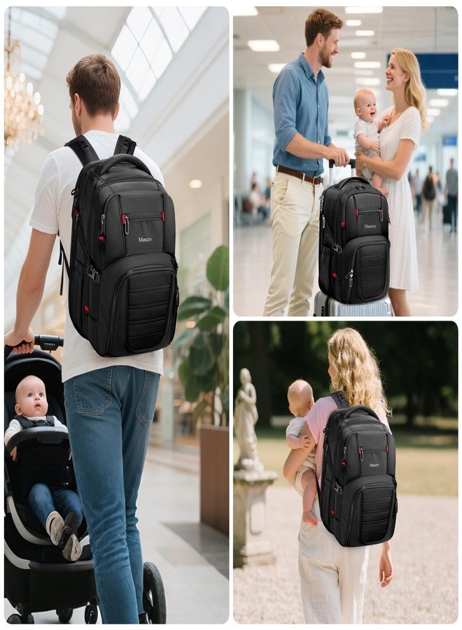 Mancro Dad Diaper Bag Backpack - Large Waterproof Travel Baby Bag for Men with Detachable Bottle Bag & Insulated Pocket, Black - Image 2