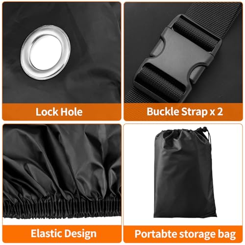 AKEfit Adult Tricycle Cover Electric Tricycle Covers, Bike Covers Outdoor Storage Waterproof, Dustproof Bicycle Cover, Windproof Recumbent Trike Cover Black - Image 5