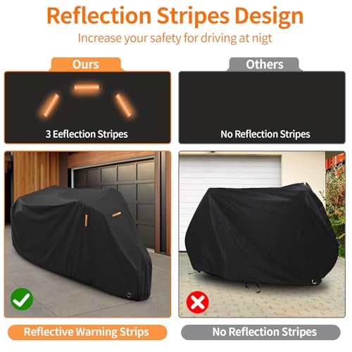 AKEfit Adult Tricycle Cover Electric Tricycle Covers, Bike Covers Outdoor Storage Waterproof, Dustproof Bicycle Cover, Windproof Recumbent Trike Cover Black - Image 3