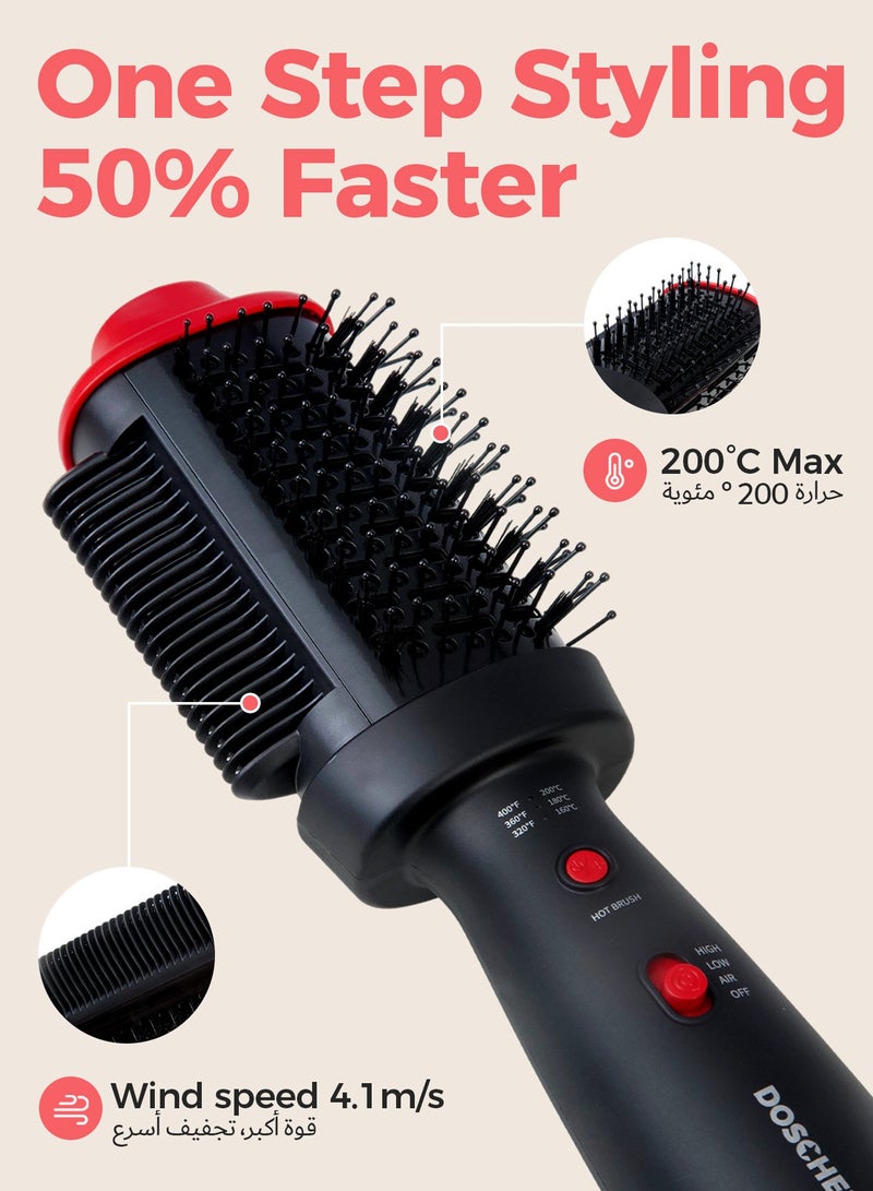 DOSCHER Hair Dryer Brush and Hot Air Brush, Professional Blow Dryer and Styler for Smooth Ionic for All Hair Types - Black - Image 2