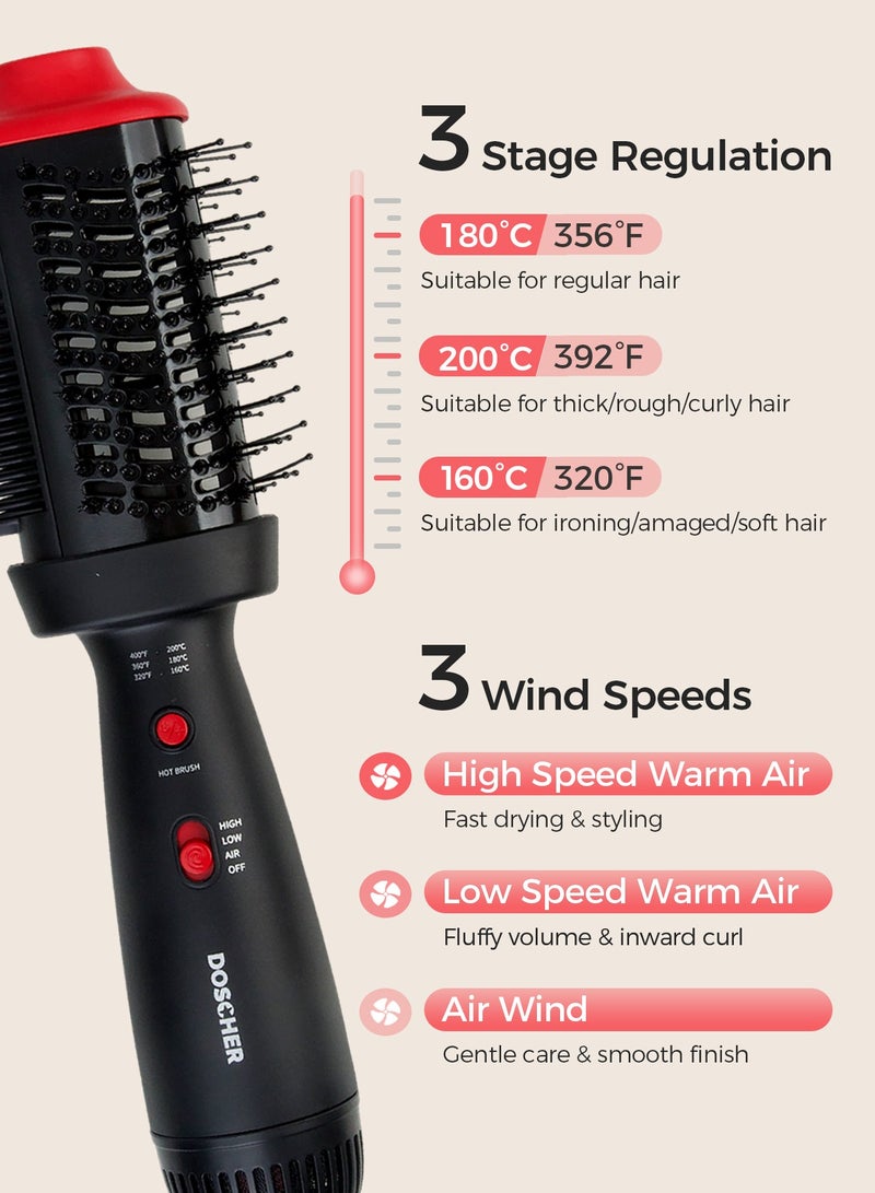 DOSCHER Hair Dryer Brush and Hot Air Brush, Professional Blow Dryer and Styler for Smooth Ionic for All Hair Types - Black - Image 3