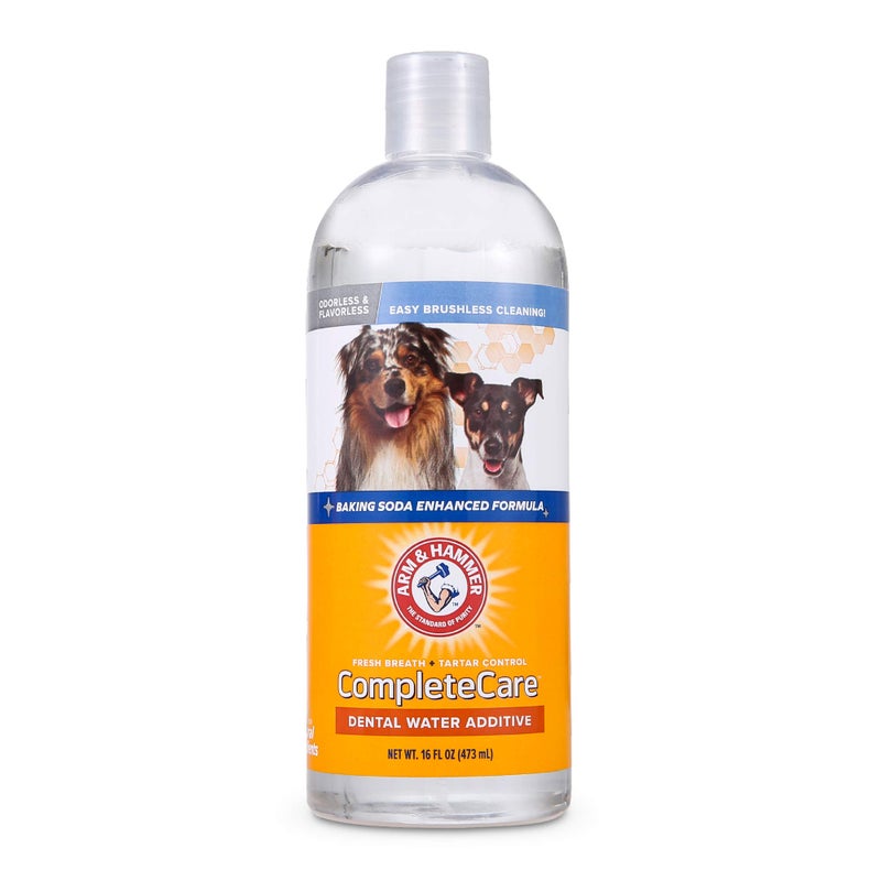 Arm Hammer Complete Care Fresh Dental Water Additive for Dogs 16 Fl Oz Flavorless Dog Water Additive Dog Mouth Wash Dog Dental Rinse PetWater Additive Pets Dental Care for Bad Breath