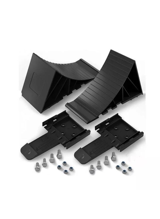 Black Wheel Chocks 2 Set Heavy Duty Trailer Wedge Up To 3527 4LB Axle Load - Image 2