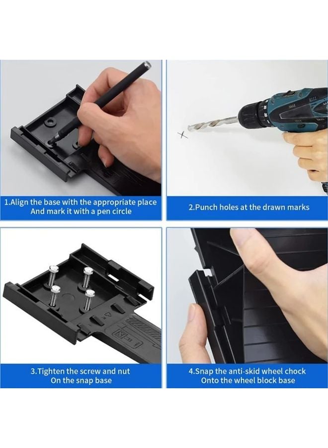 Black Wheel Chocks 2 Set Heavy Duty Trailer Wedge Up To 3527 4LB Axle Load - Image 4