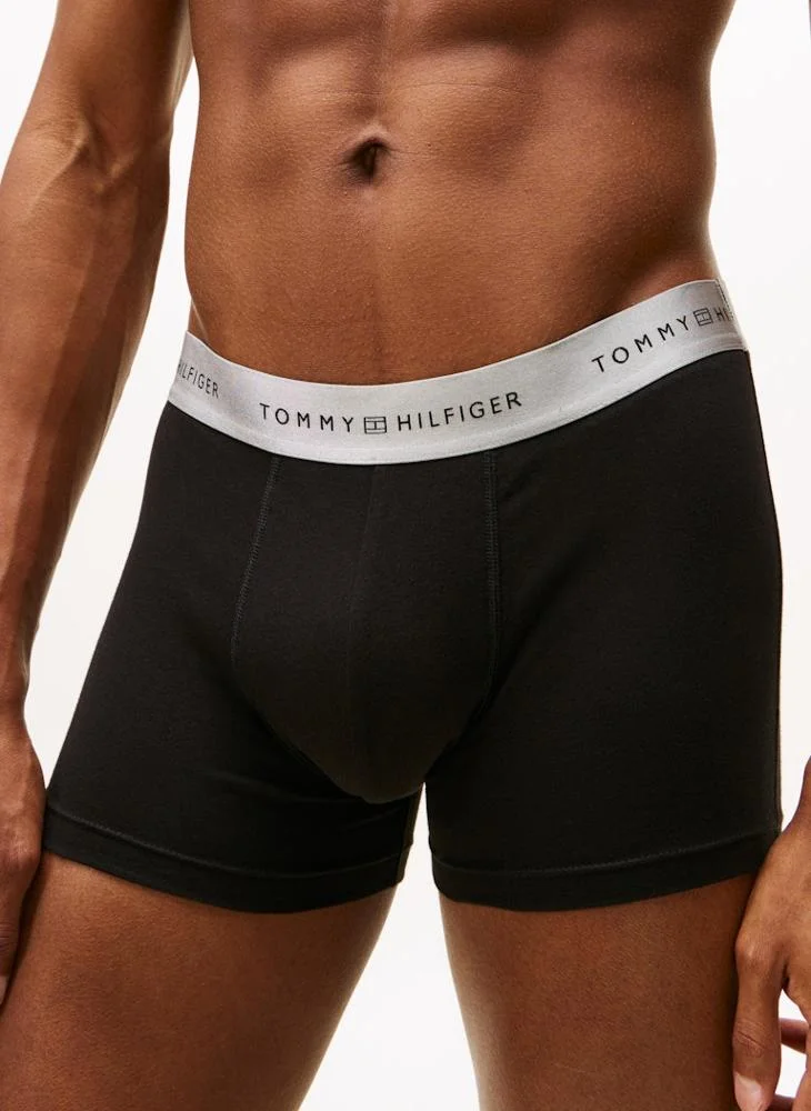 TOMMY HILFIGER  3-Pack Signature Logo Metallic Waistband Trunks for Men | Best Price UAE