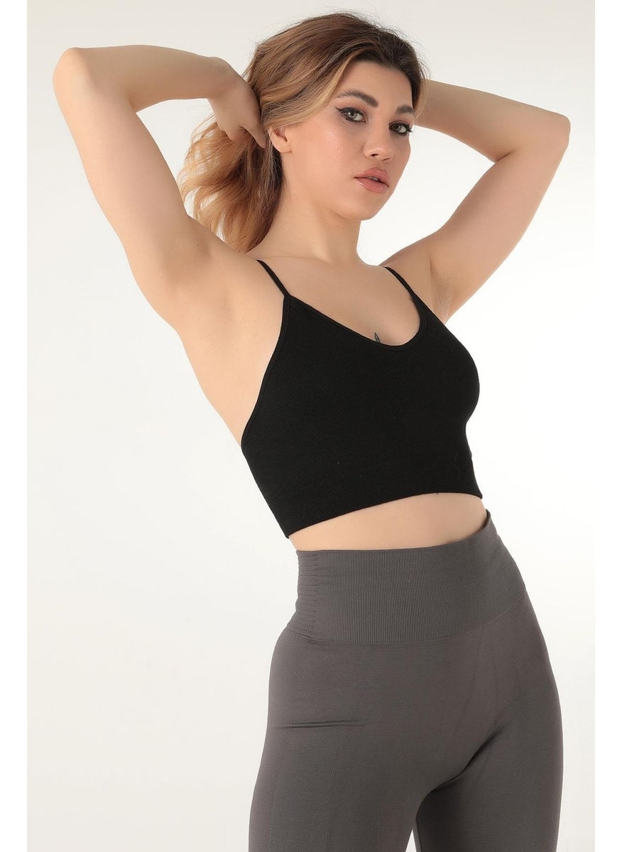 Miorre Thin Strap V-Neck Unsupported Ribbed Sports Bra  - Image 1