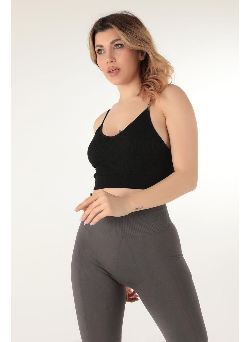 Miorre Thin Strap V-Neck Unsupported Ribbed Sports Bra  - Image 4