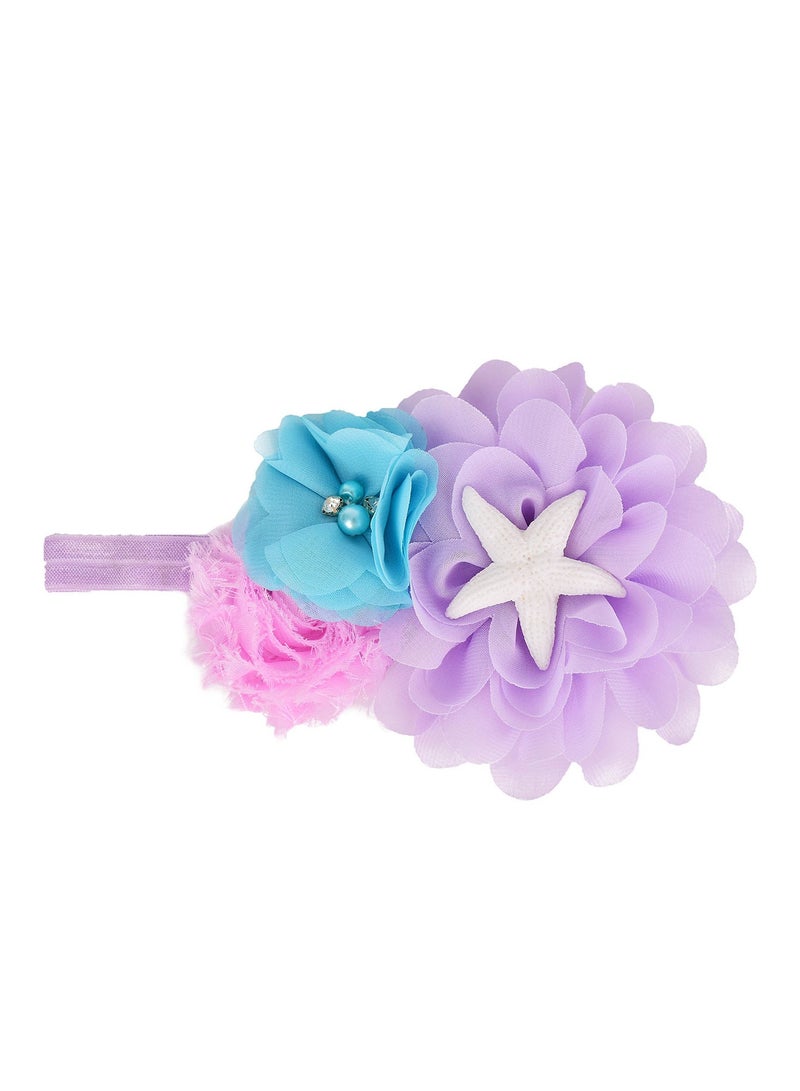 CALL PLAY Mermaid Tutu Dress with Hairband ，Girls Mermaid Birthday Party Princess Dress， Eid Costume Outfits Toddler Kids Mermaid Starfish Tulle Tutu Skirt (3-10Years, Light Purple) - Image 5