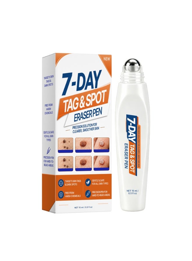 7‑Day Tag & Spot Eraser Pen, Skin Tag & Dark Spot Remover Serum Pen, Gentle Skin Corrector for Warts, Blemishes & Pigment Spots, Roller‑Ball Design for Precise Application, 15ml - Image 1