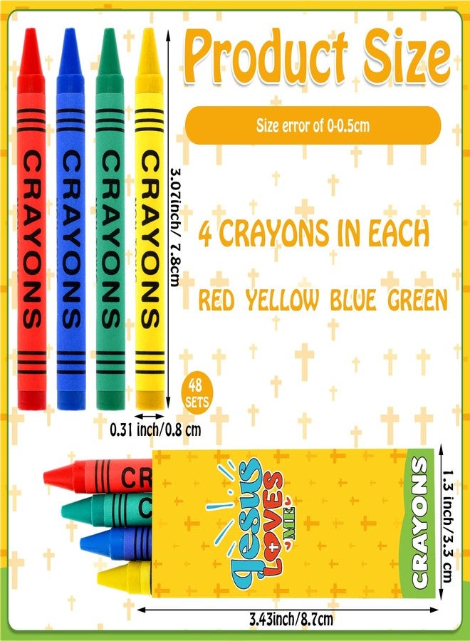 YooNotee 48 Packs Easter Jesus Loves Me Religious Crayon with 4 Fun Crayons Easter Pastel Crayons Ideal Coloring Art Basic Supplies for Church Sunday School Party Favor Daily Use Holiday Gifts - Image 2