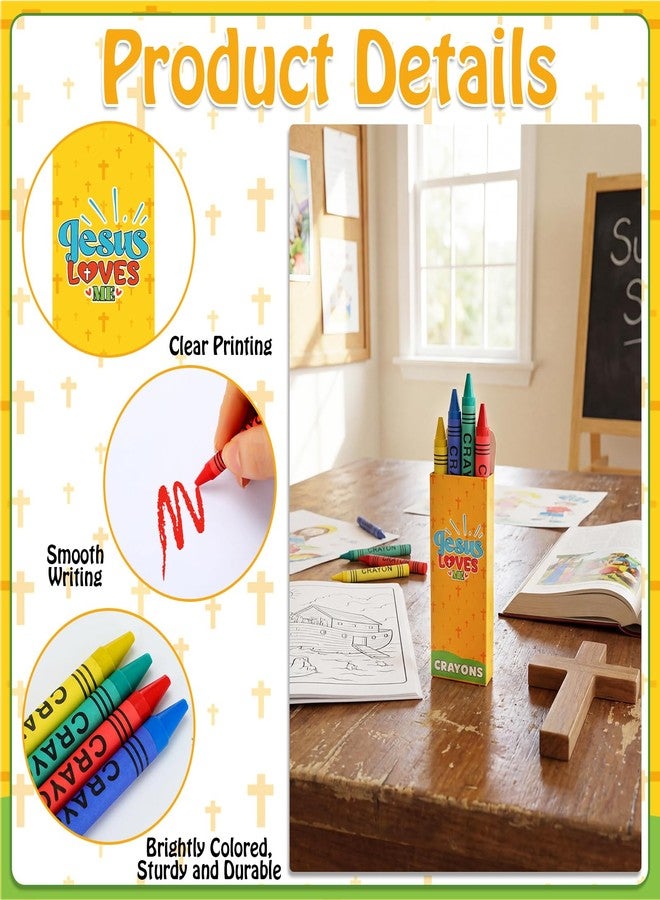 YooNotee 48 Packs Easter Jesus Loves Me Religious Crayon with 4 Fun Crayons Easter Pastel Crayons Ideal Coloring Art Basic Supplies for Church Sunday School Party Favor Daily Use Holiday Gifts - Image 3