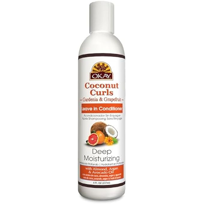OKAY (COCONUT & GARDENIA) - LEAVE IN CONDITIONER COCONUT CURLS GARDENIA & GRAPEFRUIT FOR ALL HAIR TYPES ULTRA MOISTURISING PAPAYA & JOJOBA OIL DEFINE CURLS & SOFTEN HAIR SULPHATE, SILICONE & PARABE... - Image 1