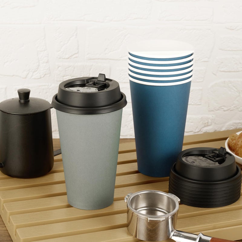 LITOPAK 100 Pack 16 oz Paper Coffee Cups  Disposable Coffee Cups with Lids  Drinking Cups for Coffee  Water  Juice  or Tea. Hot Paper Coffee Cups for Home  Restaurant  Store and Cafe - Image 4
