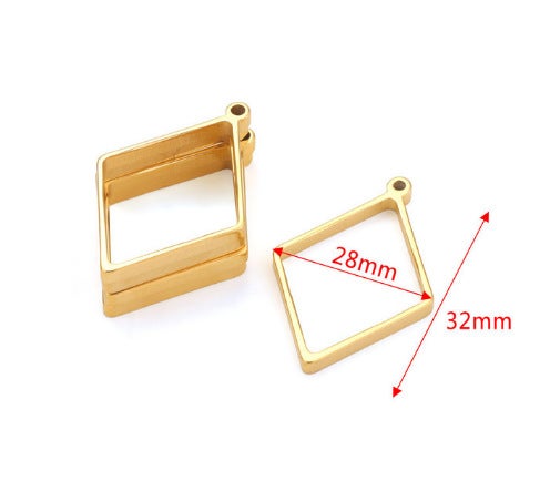Stainless Steel Polished Geometry Pendant DIY Frame Gold-rhomboid [single approx. 2.4g]] 