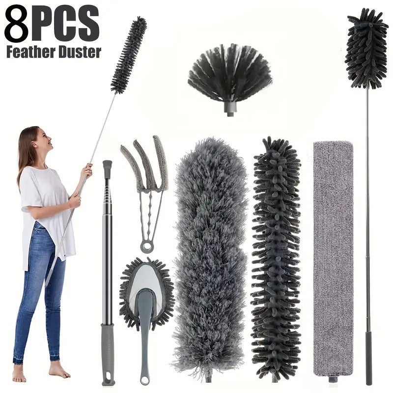Extendable Duster for Ceiling Dusting and Home Cleaning Eight-piece set (boxed)