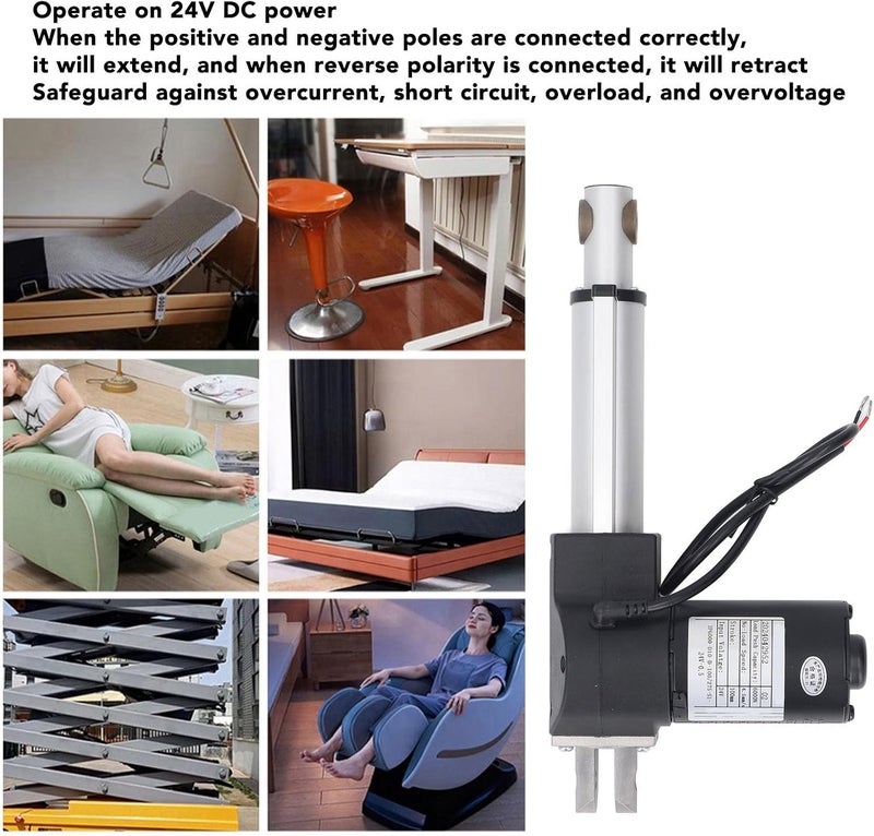 100mm Stroke Linear Actuator, 24V DC 6000N Maximum Linear Actuator Controller with Mounting Bracket, 4.5mm / s Speed, for Recliners TV Tables Chamber Door - Image 2