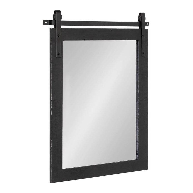 Kate and Laurel Kate and Laurel Cates Farmhouse Wood Framed Wall Mirror 18 x 26 Black Barn DoorInspired Rustic Mirrors for Wall 