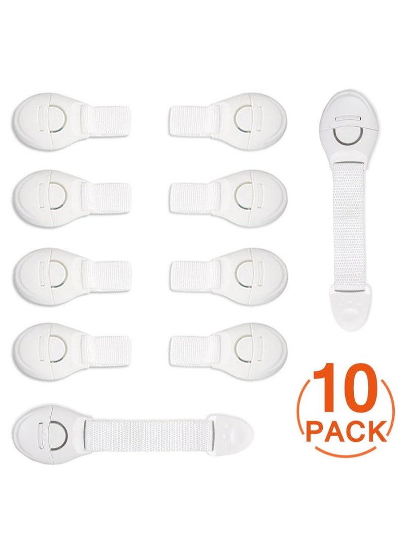 10 - Pieces Baby Safety Lock Latches Door Cupboard Cabinet Fridge Drawer - White - Image 1