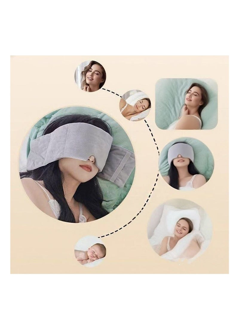 هالونهي قناع عين مرجح، 250 جرام من الخرز المرجح لتوزيع الوزن بالتساوي، قابل للغسل، يحجب الضوء، قناع نوم الجاذبية، قناع عين ناعم ولطيف للضغط، قناع ليلي، مناسب للتأمل أثناء النوم الجانبي (رمادي فاتح) - Image 3