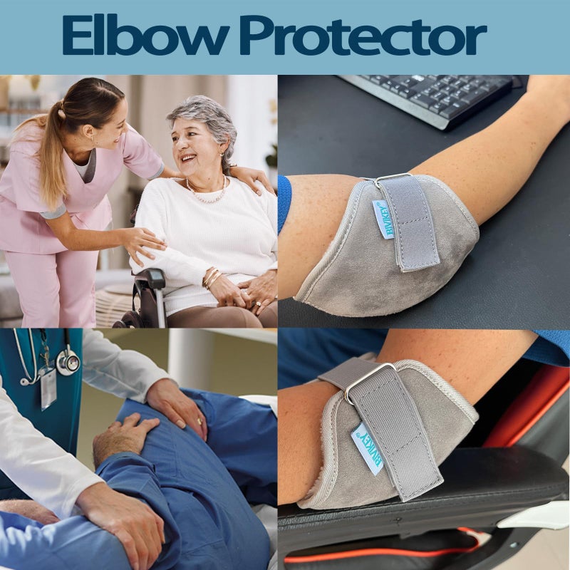 BIVIKEY 1 Pcs Plush Elbow Pressure Sores Protector Arm Pads Adjustable Suitable for Office Home Elderly Care and Medical Institutions Unisex Grey - Image 5