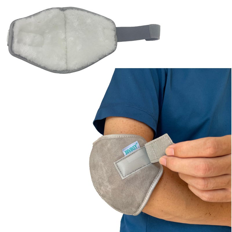 BIVIKEY 1 Pcs Plush Elbow Pressure Sores Protector Arm Pads Adjustable Suitable for Office Home Elderly Care and Medical Institutions Unisex Grey - Image 1