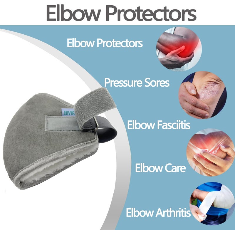BIVIKEY 1 Pcs Plush Elbow Pressure Sores Protector Arm Pads Adjustable Suitable for Office Home Elderly Care and Medical Institutions Unisex Grey - Image 2
