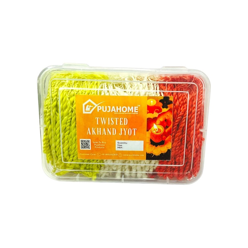 Pujahome Pujahome Twisted Cotton Short Wicks for Akhand Jyoti 600 PiecesLong Batti for Daily Pooja Meditation Multicolor Deepak Diya Wicks for Aarti and Mandir Use - Image 1