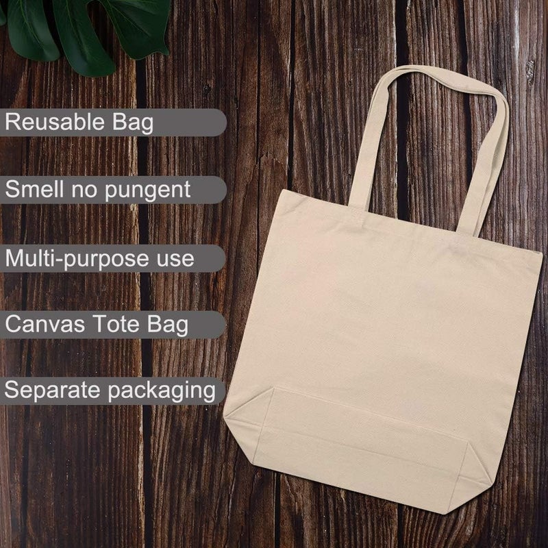 CVNDKN Canvas Tote Bags - 2 Pcs Multi-Purpose Reusable Bags - Perfect for Grocery, Shoppping & DIY Gifts - Image 5