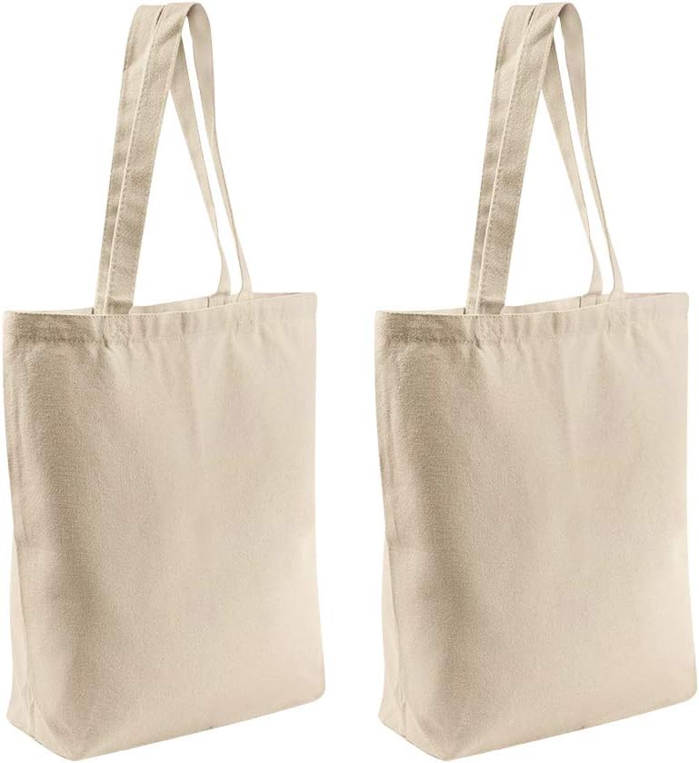 CVNDKN Canvas Tote Bags - 2 Pcs Multi-Purpose Reusable Bags - Perfect for Grocery, Shoppping & DIY Gifts - Image 1