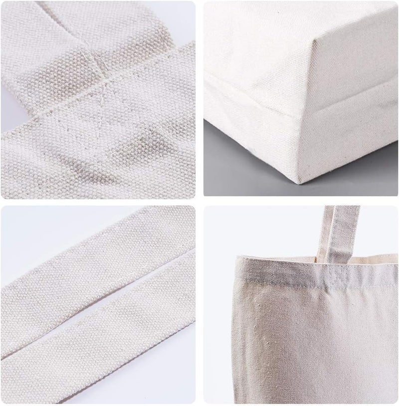 CVNDKN Canvas Tote Bags - 2 Pcs Multi-Purpose Reusable Bags - Perfect for Grocery, Shoppping & DIY Gifts - Image 2