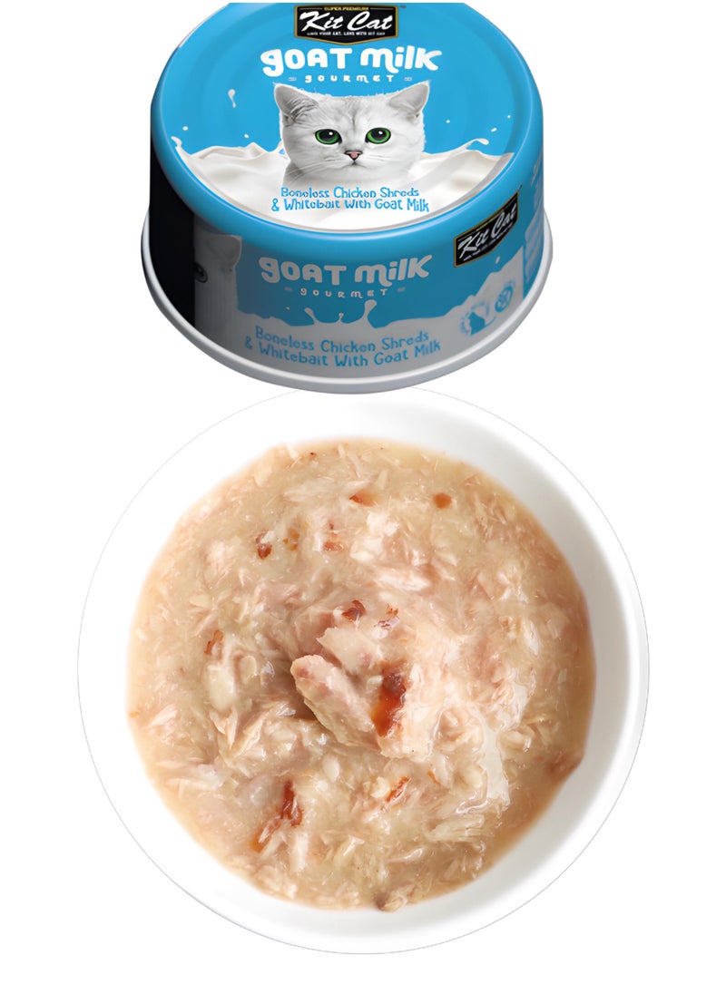 Kit Cat Kit Cat (24 packs) wet food with -  Meat Tuna Flakes & Whitebait With Goat Milk / for small and large cats / 70 grams  - Image 3