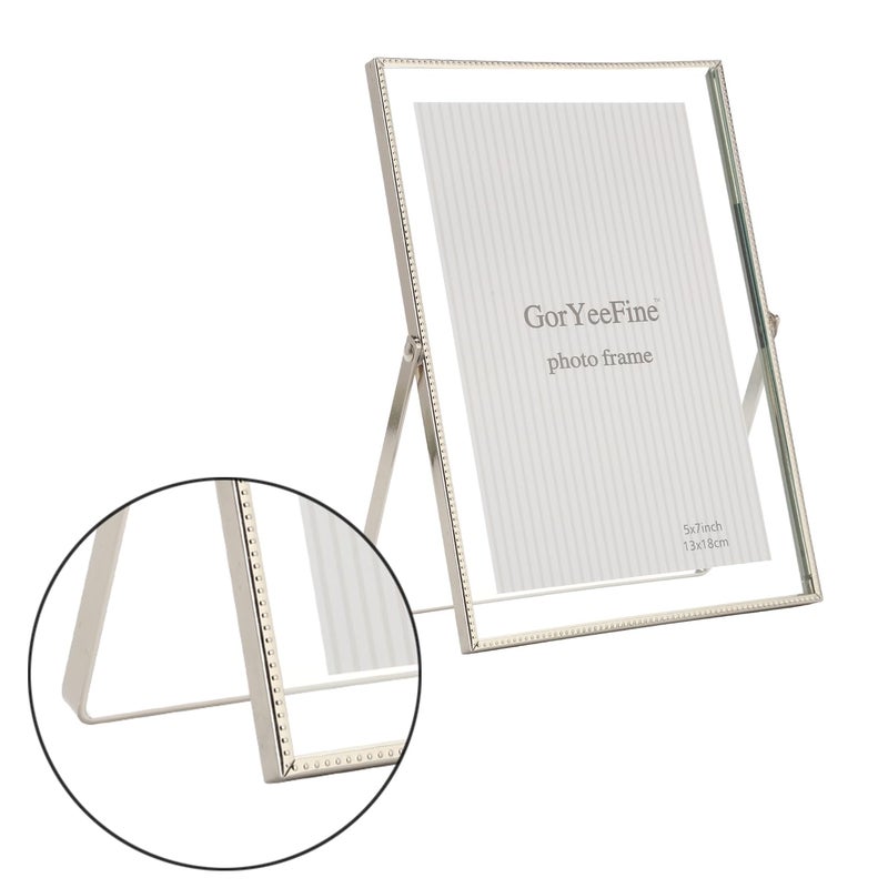 GorYeeFine Silver 8x10'' Floating Frame Set of 2, For Photo Sizes ( 4x6'' 5x7'',6x8'' upto 8x10''), Metal Lace Edge Frames for Tabletop/Shelf Photo Frame, Classy Gift Choice for Wedding, Thanksgiving, - Image 3