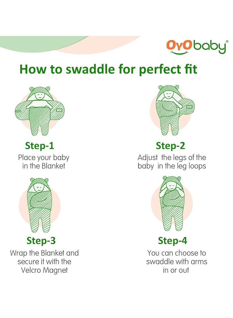 OYO BABY Newborn Hooded Baby Blanket with Embroidery – Wearable Wrapper Sleeping Bag (0-6 Months, Blue, I Love MOM) - Image 3