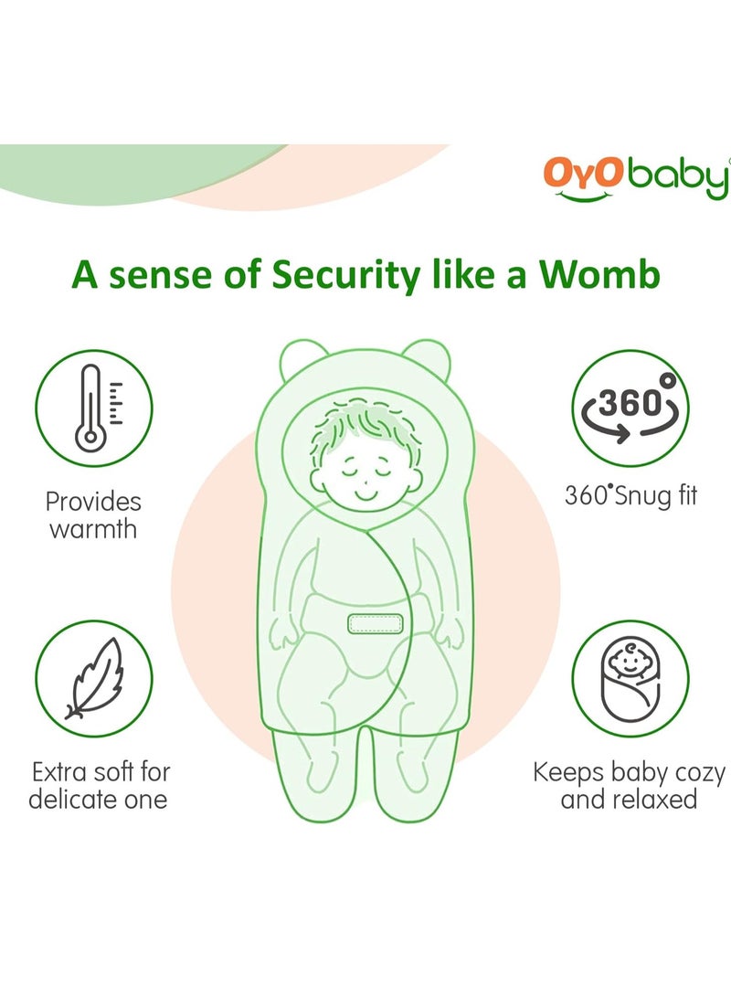 OYO BABY Newborn Hooded Baby Blanket with Embroidery – Wearable Wrapper Sleeping Bag (0-6 Months, Blue, I Love MOM) - Image 4