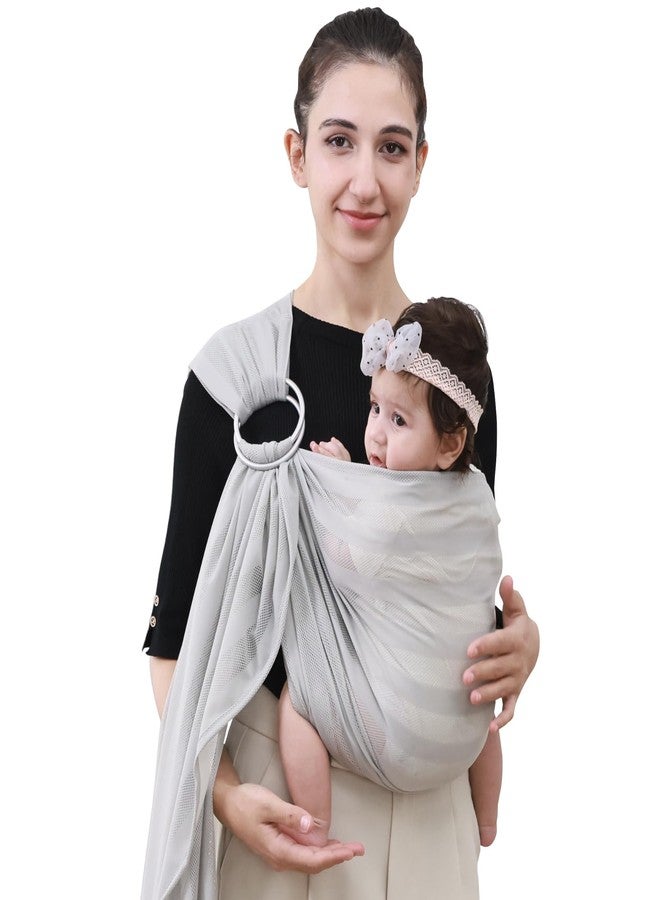 CUBY Water Baby Sling Carrier Lightweight Breathable Mesh Baby Wraps Carrier Adjustable Ring Sling Quick-Drying Baby Carriers Sling for Newborn Toddler Summer Swimming Pool Beach (Light Gray Stripe) - Image 1
