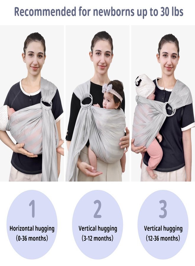 CUBY Water Baby Sling Carrier Lightweight Breathable Mesh Baby Wraps Carrier Adjustable Ring Sling Quick-Drying Baby Carriers Sling for Newborn Toddler Summer Swimming Pool Beach (Light Gray Stripe) - Image 3