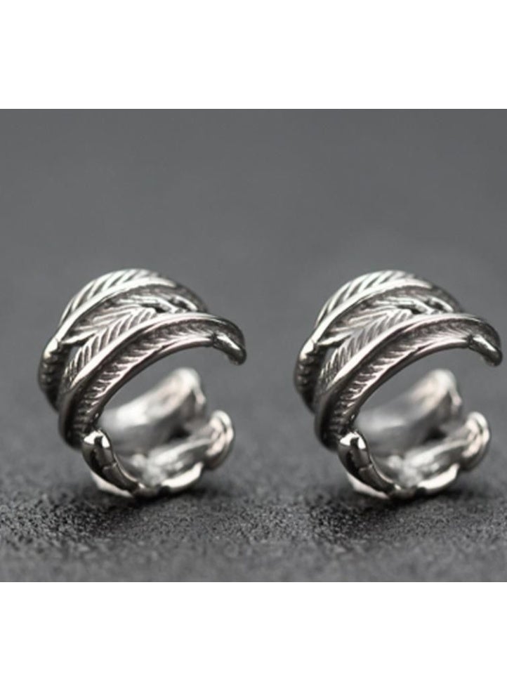 مشبك أذن رجالي، زوج واحد من الأقراط الدائرية المفصلة، ​​أقراط دائرية مرصعة بمشبك، مجوهرات أذن معدنية غير مثقوبة، أقراط بمشبك - Image 2