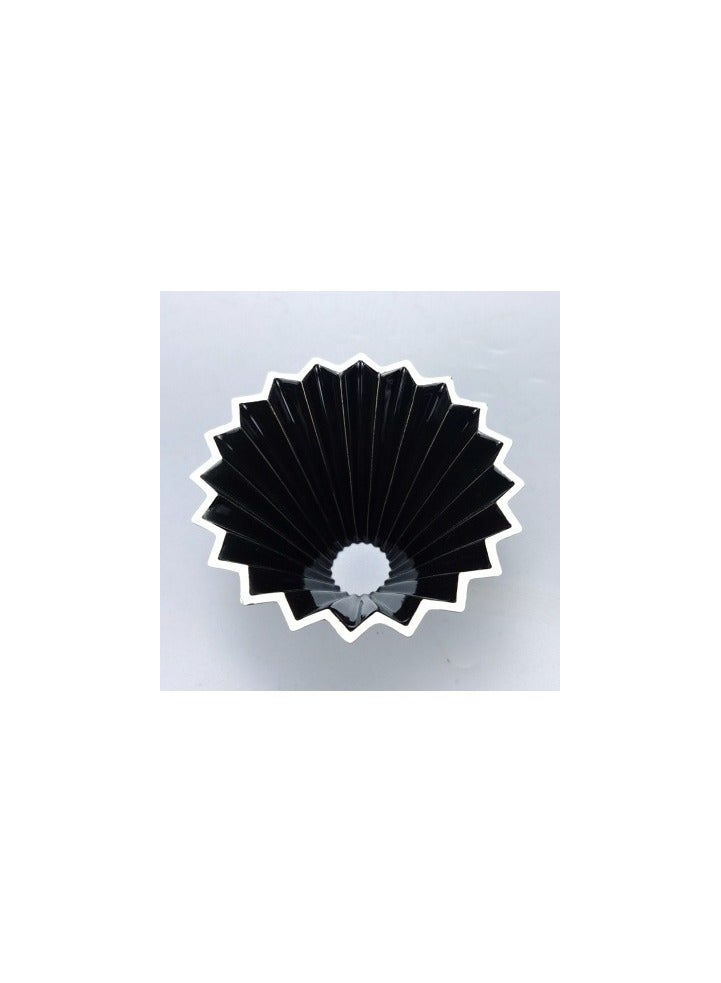 قمع تقطير القهوة من البورسلين بتصميم مضلع مع قاعدة من الخشب الطبيعي - بلون أسود جذاب - مقاس 01  لتحضير 1-2 كوب من القهوة المقطرة والمختصة باحترافيه واتقان - Image 3