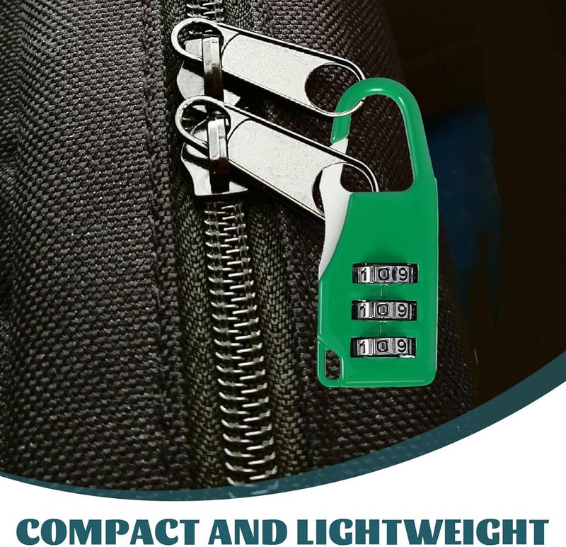 6pcs Zinc Alloy 3-Digit Combination Luggage Padlocks with Password Reset for Travel Suitcases Backpacks Gym Lockers – Black, Silver, Red, Blue, Green - Image 2