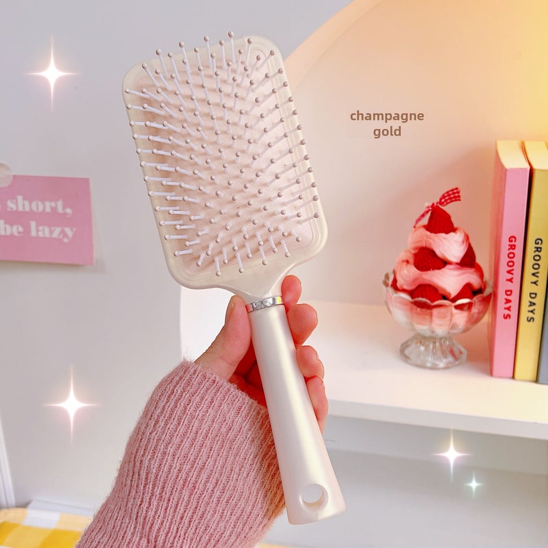 Loquat Chic Hollow Massage Comb Speedy Dry Styling 3# Square Champagne Gold