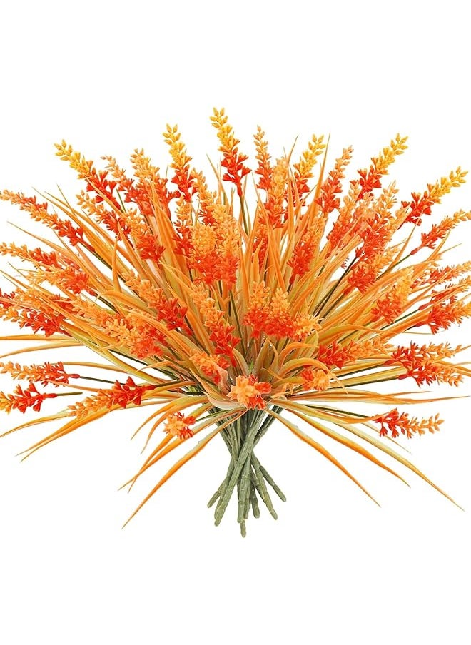 erorex 12 Bundles Artificial Flowers Uv Resistant Lavender Fake Flowers Artificial Fall Flowers For Outdoors Suitable For Home Porch Window Decoration Orange  - Image 1