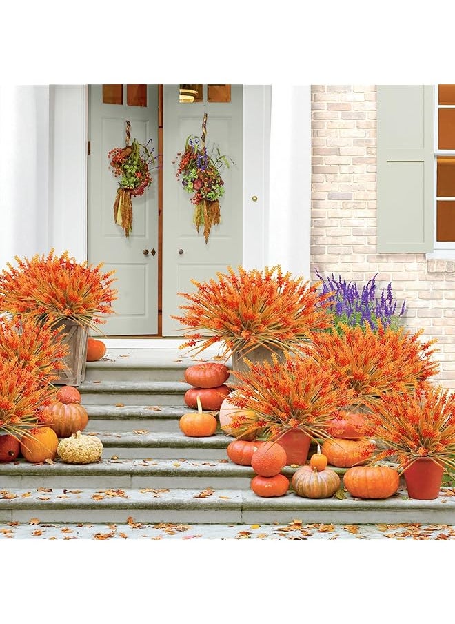 erorex 12 Bundles Artificial Flowers Uv Resistant Lavender Fake Flowers Artificial Fall Flowers For Outdoors Suitable For Home Porch Window Decoration Orange  - Image 3
