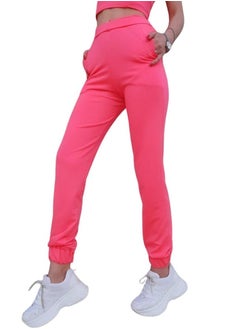 VENTIUP Women Soft Cotton Sweatpants Neon Pink  - Image 1