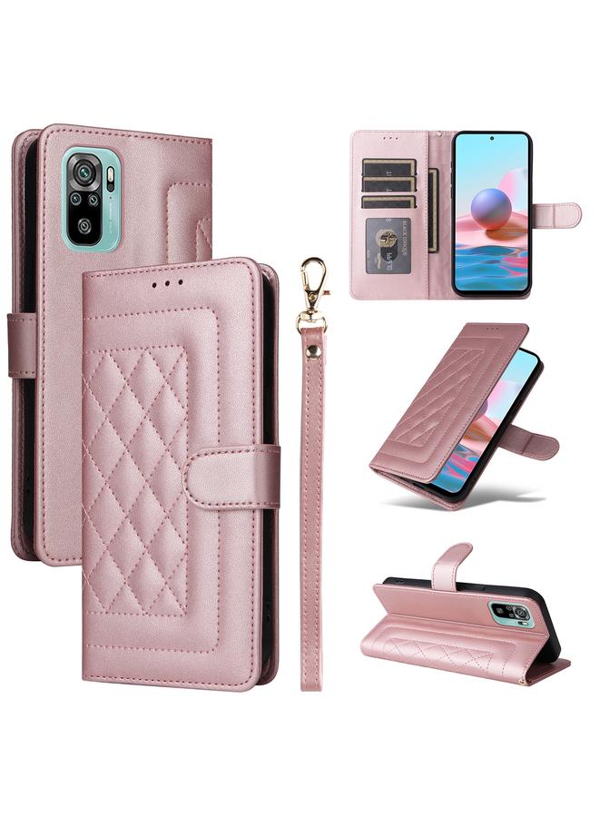 The Bros Case For Xiaomi Redmi Note 10 Diamond Lattice Leather Flip Phone Case