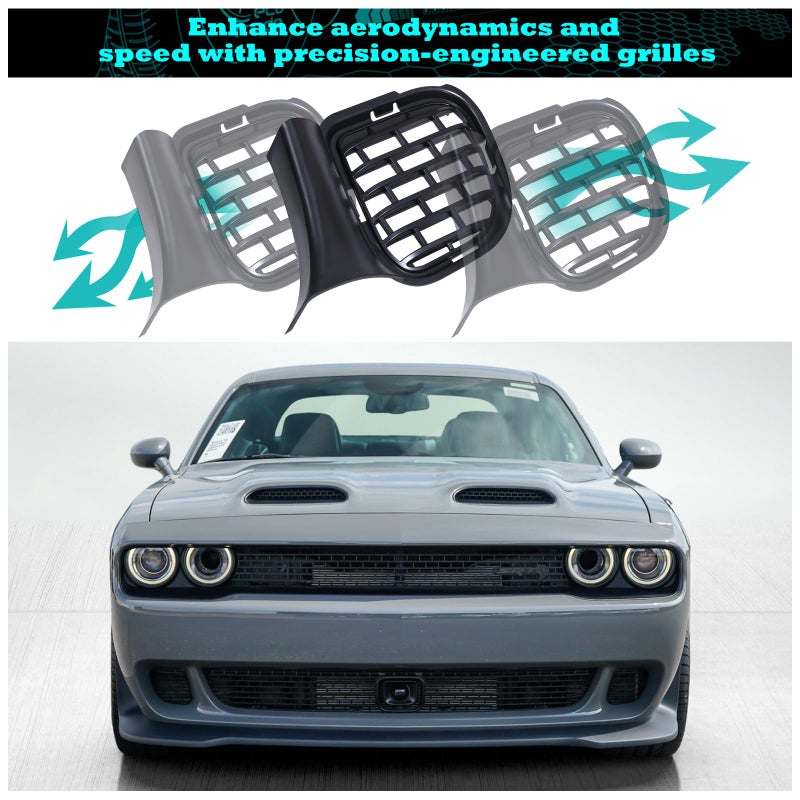 Generic WildWell Front Bumper Lower Grill For Dodge Challenger 2015-2022 Air Intake Cover Grill Accessories Without Fog Light Holes  - Image 2