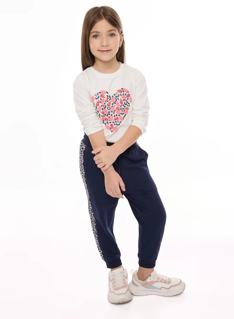 victor and jane 3 Piece Set - Glitter Top With Printed Jacket And Matching Jogger